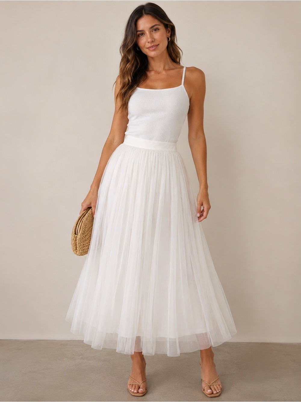 NWT Halara White Mesh Overlay Flowy Midi Tulle Skirt XS Balletcore